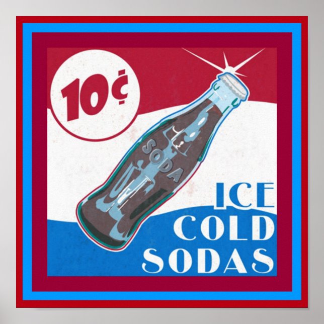 Ice Kall Sodas Vintage annons Poster (Framsidan)