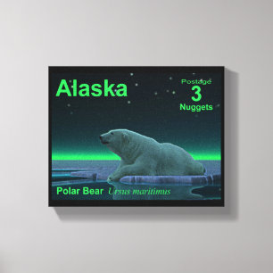 Ice Kant Polar Bear - Alaska Postage Canvastryck