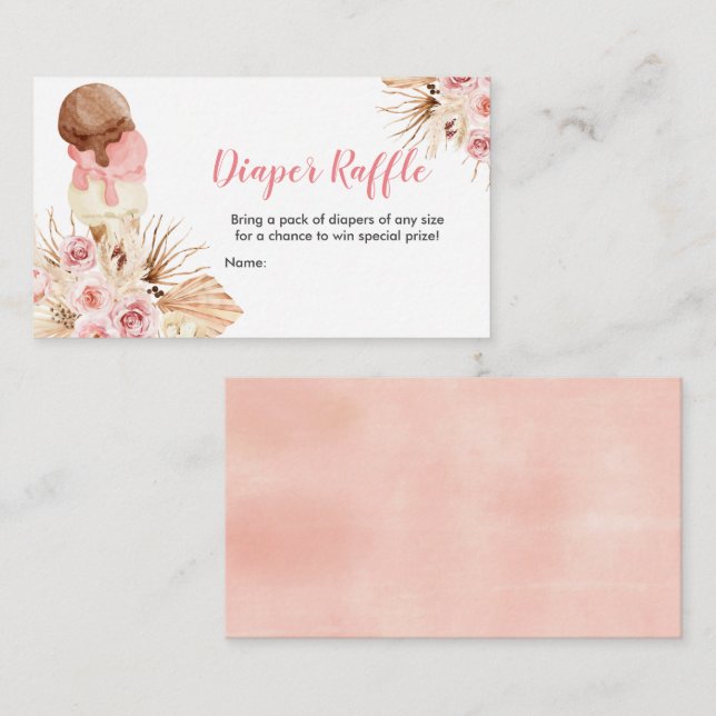 Ice kräm Boho Diaper Raffle Baby Shower Tilläggskort (Fram/baksida)