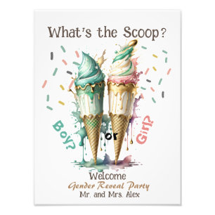 Ice kräm Gender Reveal What's scoop Welcome Fototryck