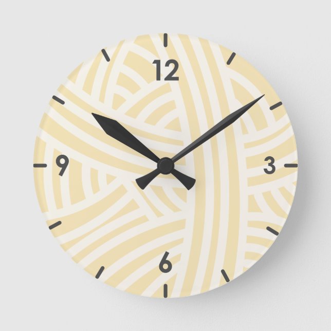 Ice Lemon Abstrakt Stylized Yarn Boll Round Clock  Rund Klocka (Framsida)