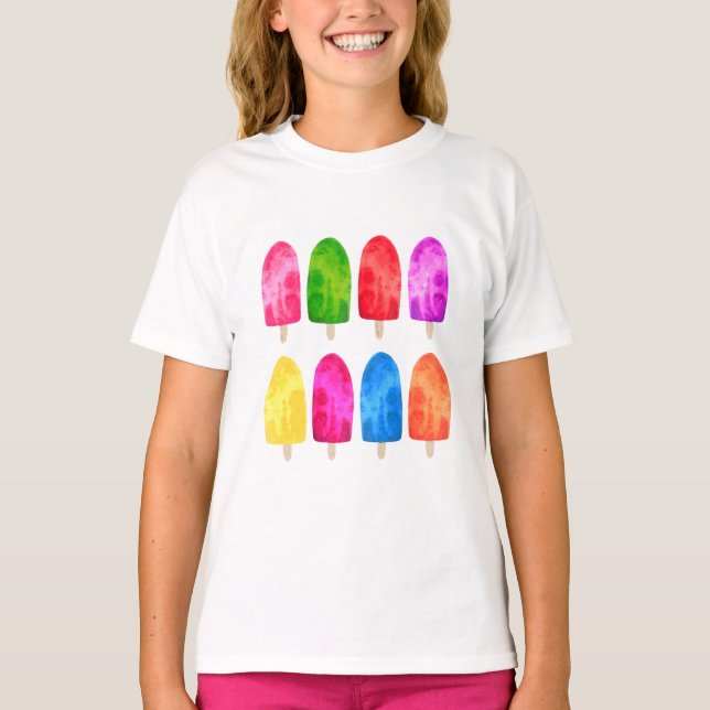 Ice Lolly Popsicle Girls, sommar T Shirt (Framsida)