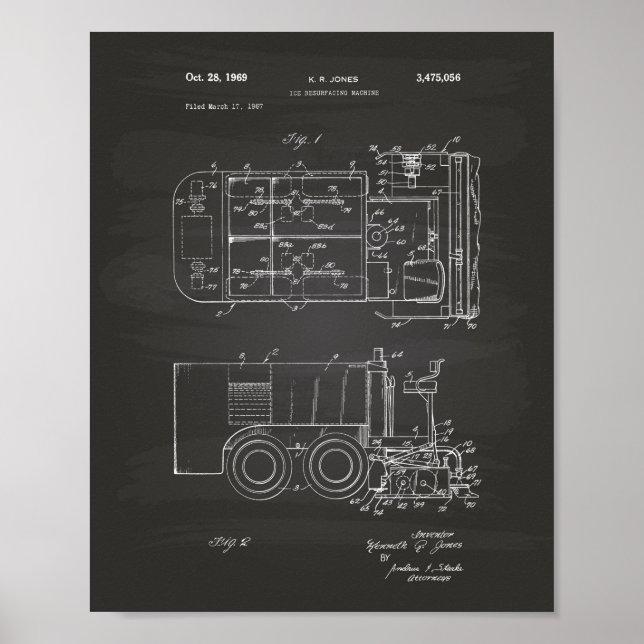 Ice Maskin 1969 Patent Art - Chalkboard Poster (Framsidan)
