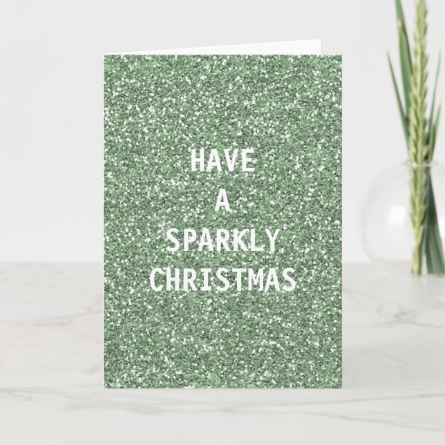 Ice Mint Faux Glitter Helgkort (Framsida)