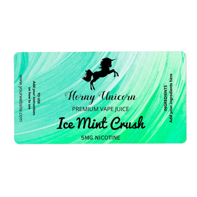 Ice Mint Nicotine Vape E Juice Labels Fraktsedel (Framsidan)