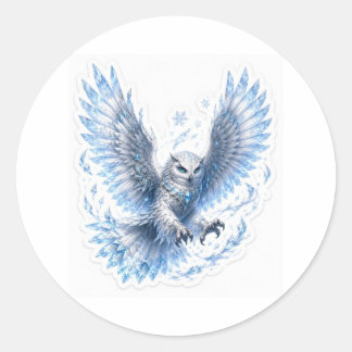 Ice Owl Sticker Runt Klistermärke