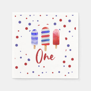 Ice pops en Rött vitt blått födelsedag Pappersservett