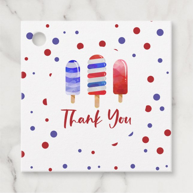 Ice Pops One Rött vitt blått Tack Gåvor Etiketter (Framsida)