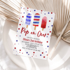 Ice pops pop on Över Rött vitt blått födelsedag Inbjudningar