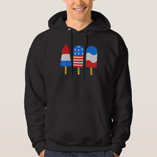 Ice Pops Red White Blue American Flag 4th Of July  Hoodie (Framsida)