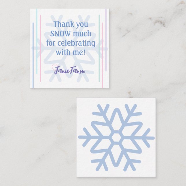 Ice Princess 4e födelsedagen Party Favor Insert Fyrkantigt Visitkort (Fram/baksida)