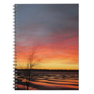 Ice Sjö Sunset Notebook Anteckningsbok Med Spiral