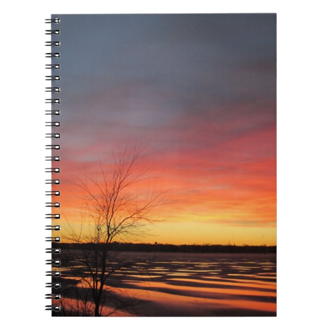 Ice Sjö Sunset Notebook Anteckningsbok Med Spiral (Framsidan)
