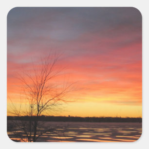 Ice Sjö Sunset Stickers - uppsättning 20 Fyrkantigt Klistermärke