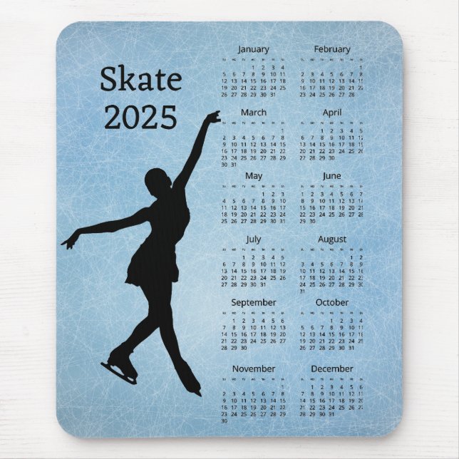 Ice Skate 2025 Calendar Mouse Pad Musmatta (Framsidan)