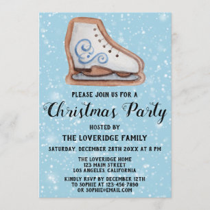Ice Skate Cookie Helgdag jul Party Blue Snö Inbjudningar