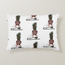 Ice Skate God Dekoration med Tartan Bow Prydnadskudde