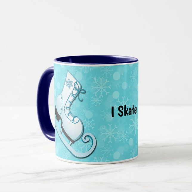 Ice Skate I Skate Personalized Mug Cup in Blue Mugg (Framsida vänster)