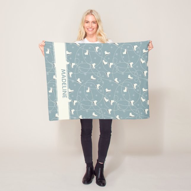 Ice Skate och Snowflake Mönster Fleecefilt (På plats)