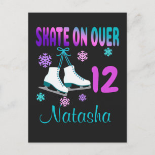 Ice Skate on Over Birthday Girl Skater Vykort