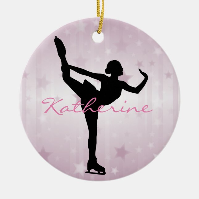 Ice Skater Rosa Stars Ornament (Framsidan)