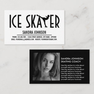 Ice Skater Silhouette Logotyp, Skating Coach Photo Visitkort