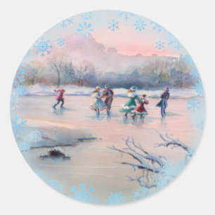 ICE SKATERS by SHARON SHARPE Runt Klistermärke