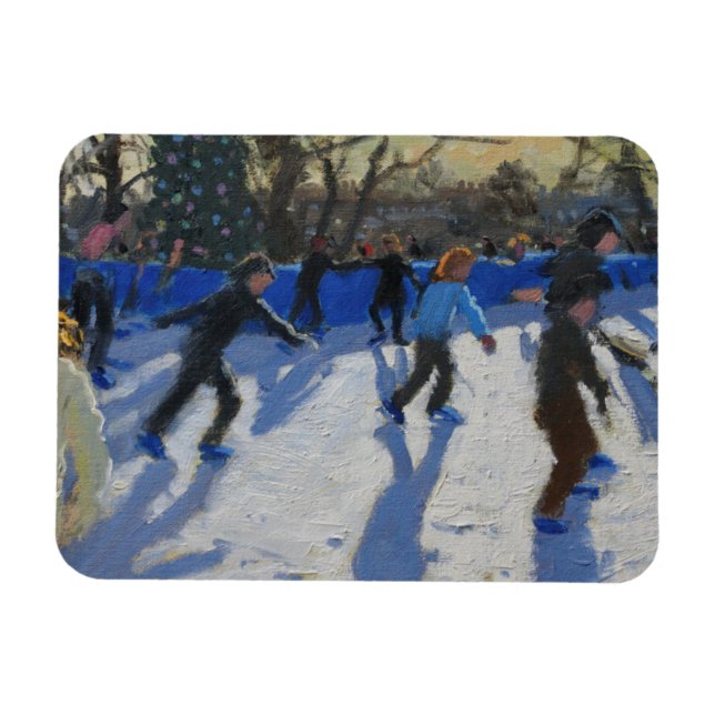 Ice skaters jul Fayre Fair Hyde Park Magnet (Horisontell)