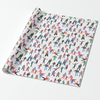 Ice Skaters jul Joy Wrapping Papper Presentpapper
