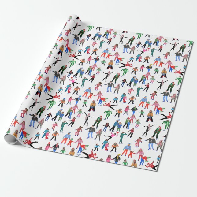 Ice Skaters jul Joy Wrapping Papper Presentpapper (Utrullad)