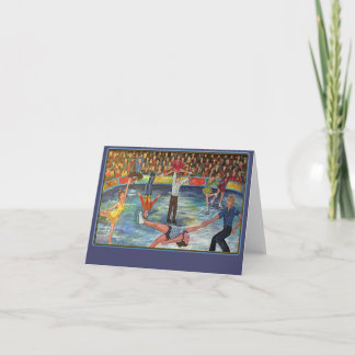 Ice Skaters Note Card Kort