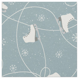 Ice Skates Snöflingor Ice Trails Blue Grått Tyg