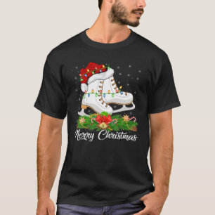 Ice Skating Älskare Matching Santa Hat Ice Skating T Shirt