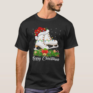 Ice Skating Älskare Matching Santa Hat Ice Skating T Shirt