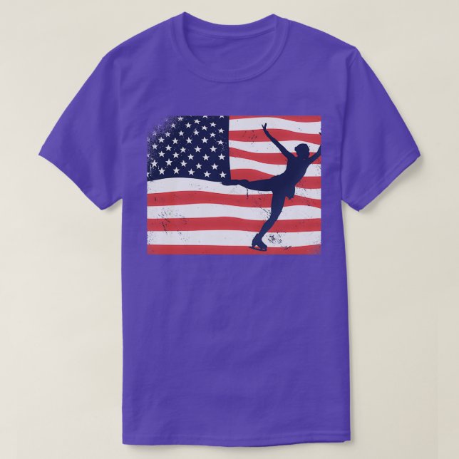 Ice Skating American Flagga T Shirt (Design framsida)
