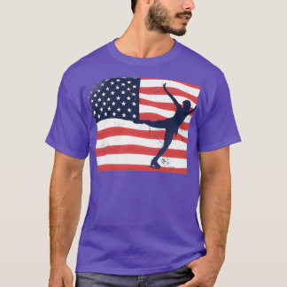 Ice Skating American Flagga T Shirt