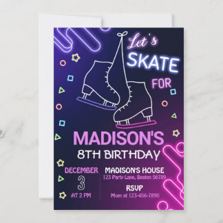 Ice Skating Birthday bjudande Ice Skate Inbjudan