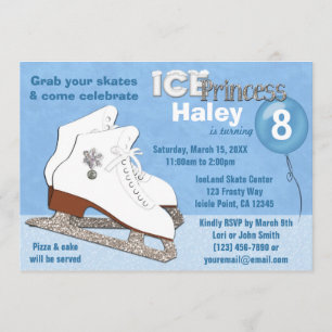 Ice Skating Birthday BLUE Ice Princess Inbjudningar