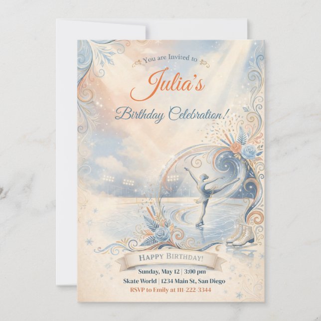 Ice Skating Birthday Invitation |  Inbjudningar (Framsida)
