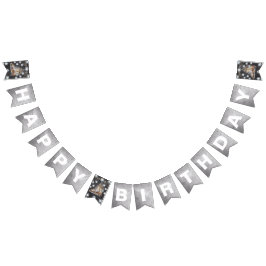 Ice Skating Birthday Silver Glitter Vimplar