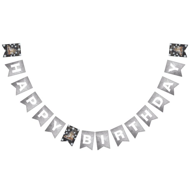 Ice Skating Birthday Silver Glitter Vimplar (Alla)