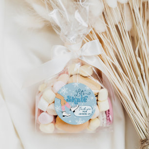Ice Skating Birthday Winter Skate Party favors Runt Klistermärke
