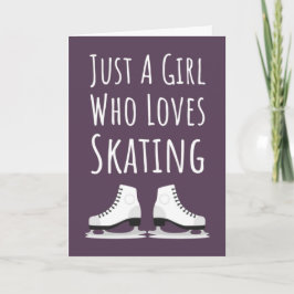 Ice Skating Cards Girl Pink Cute Girly For Kids Kort