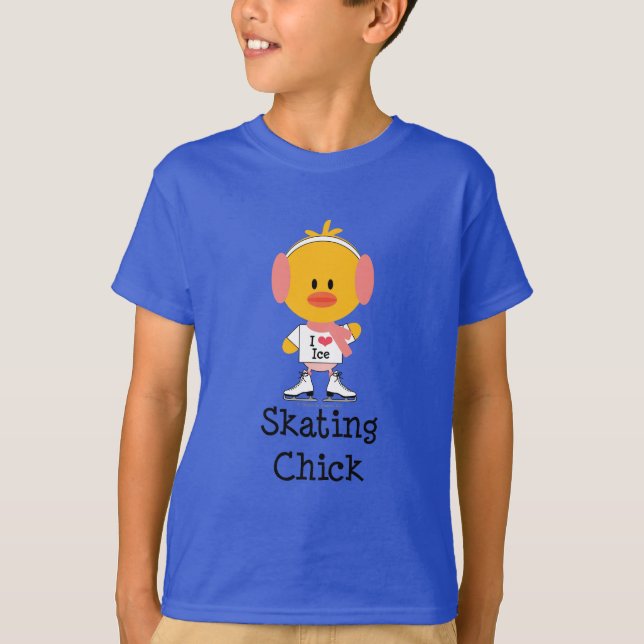 Ice Skating Chick Kids Organic T-shirt (Framsida)