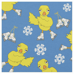 Ice Skating Chick Snowflake Mönster Tyg