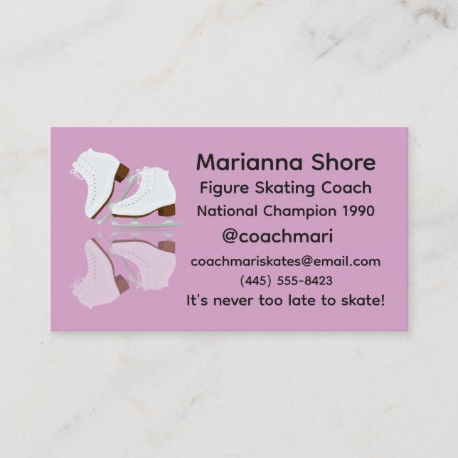 Ice Skating Coach Business Card Visitkort (Framsida)