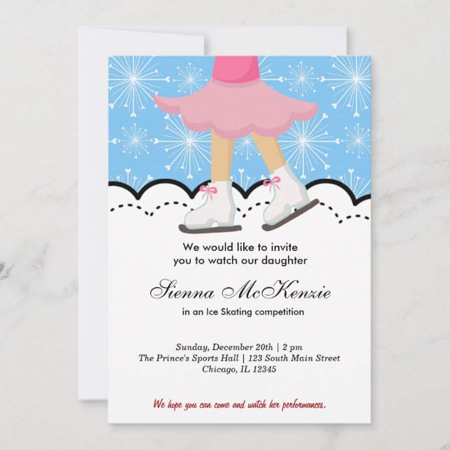 Ice Skating Competition (blå) Inbjudningar (Framsida)