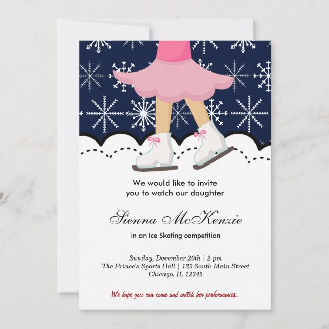 Ice Skating Competition (Mörk blått) Inbjudningar (Framsida)
