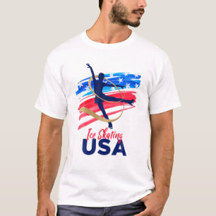 Ice Skating Dance stöder teamet T USA flagga T Shirt