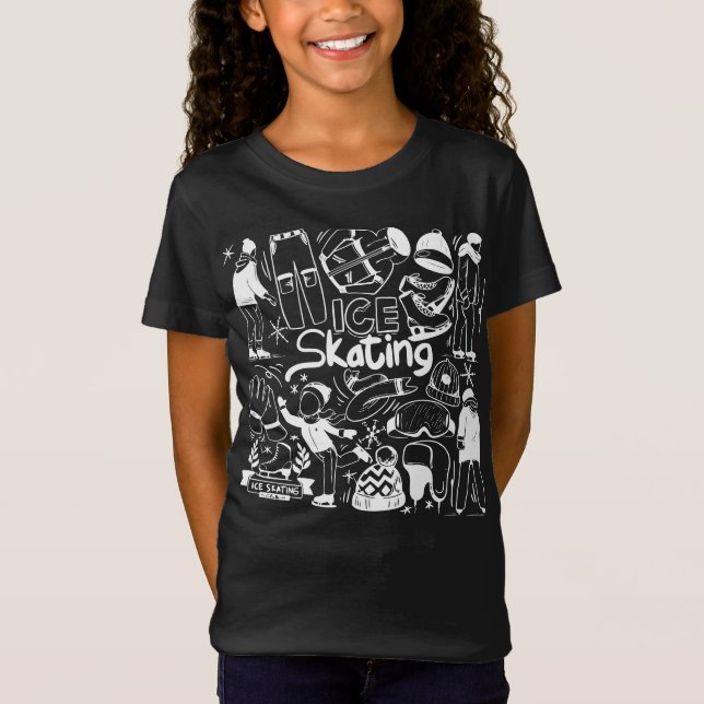 Ice Skating doodle stil t-shirt (Framsida)